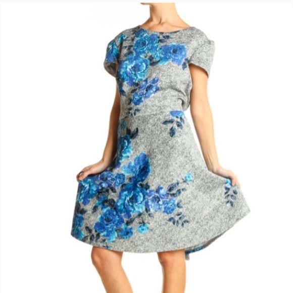 Betsey Johnson The Bluest Rose Sheath Dress Sz 2 - Picture 1 of 7